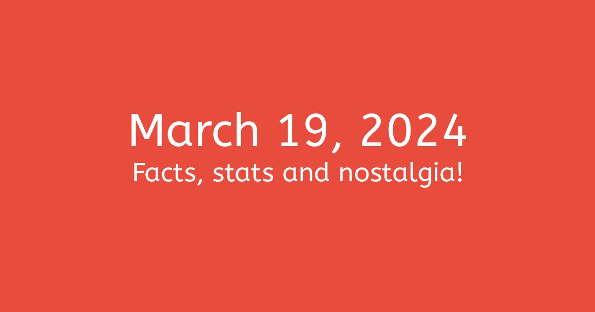March 19, 2024 Facts, Statistics, and Events