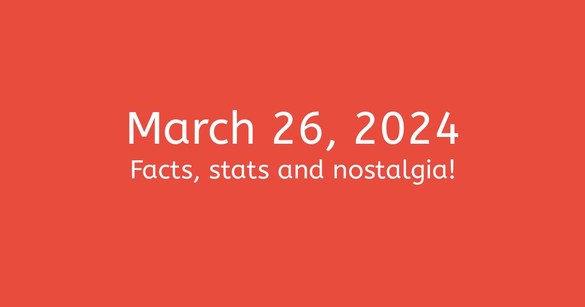 March 26, 2024 Facts, Statistics, and Events