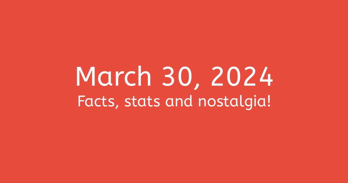 March 30, 2024 Facts, Statistics, and Events