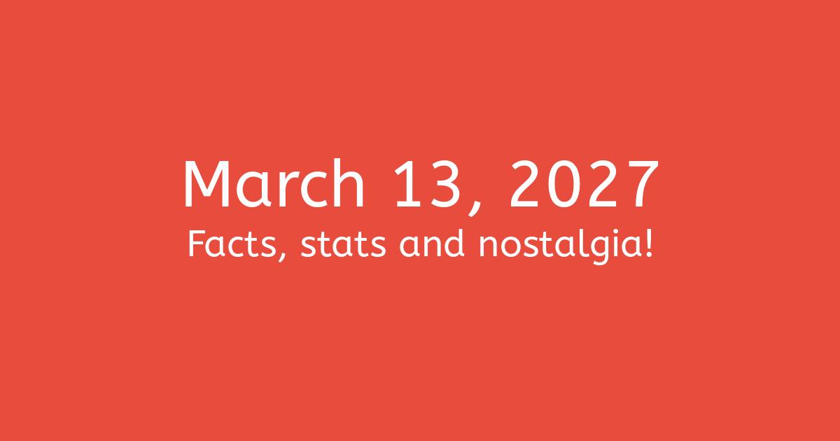 March 13, 2027 Facts, Statistics, and Events