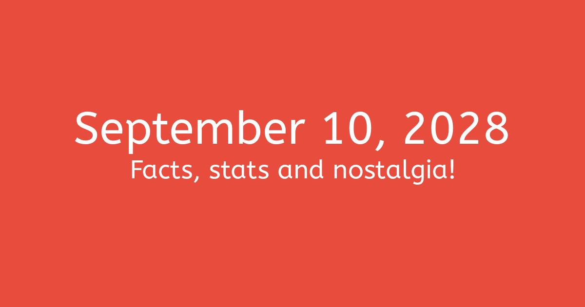 September 10, 2028 Facts, Statistics, and Events