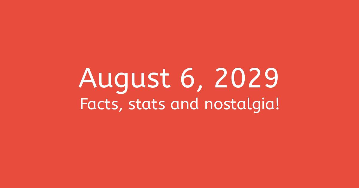 August 6th, 2029 Facts, Statistics and Events