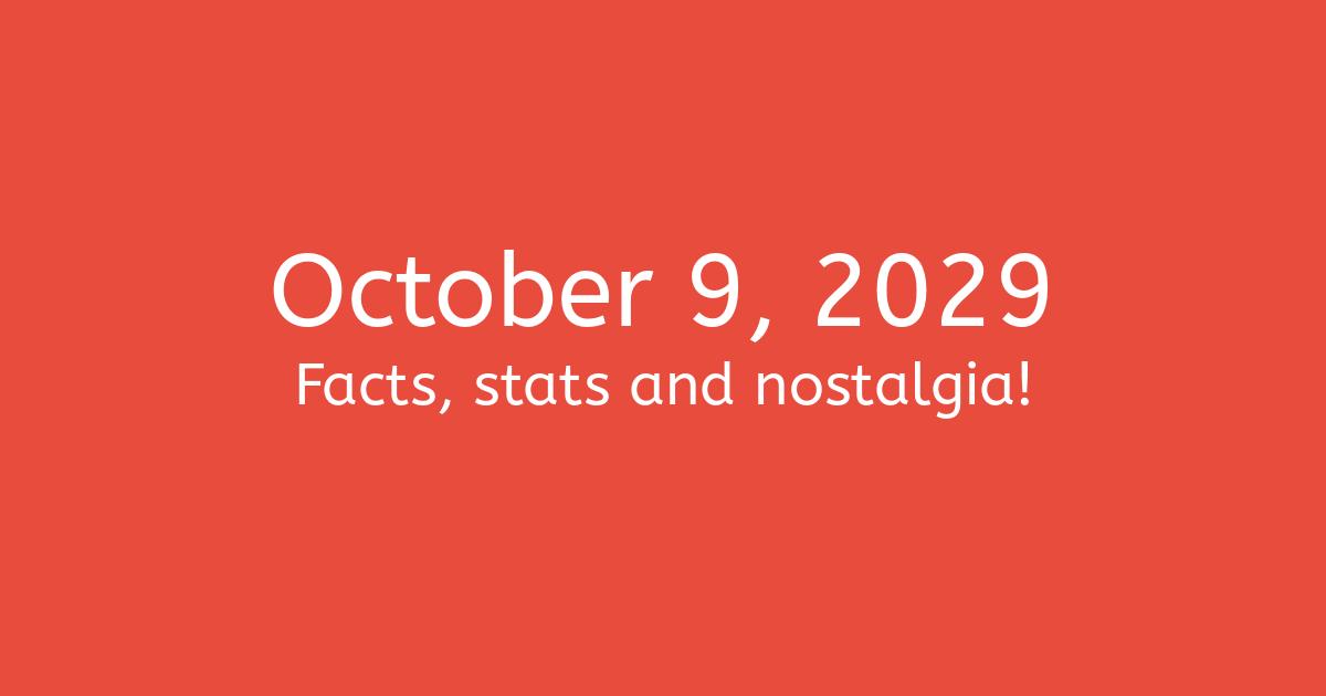 October 9th, 2029 Facts, Statistics and Events!