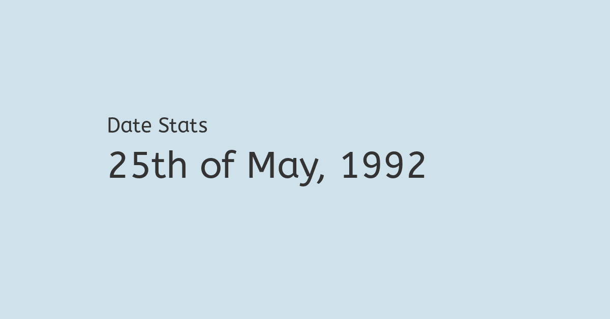 May 25th 1992 Facts Nostalgia And Events