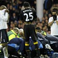 Fabrice Muamba collapses.